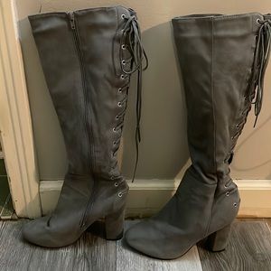 Charlotte Russe Gray Suede kneehigh boots